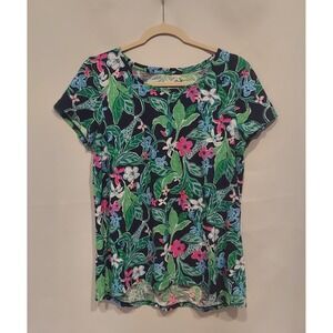 Lilly Pulitzer Womens Multicolor Untamed Scoop Neck Blouse Top Size Medium